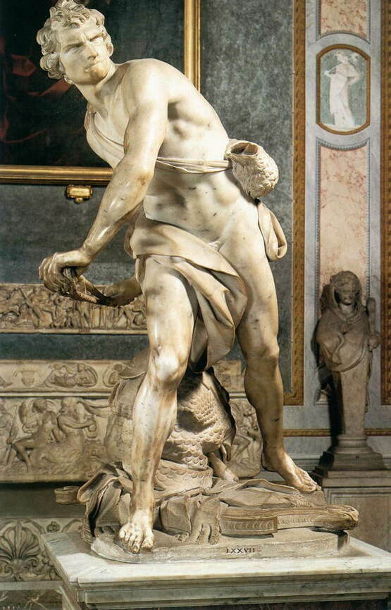 Скульптура Давида в галерее Боргезе в Риме.